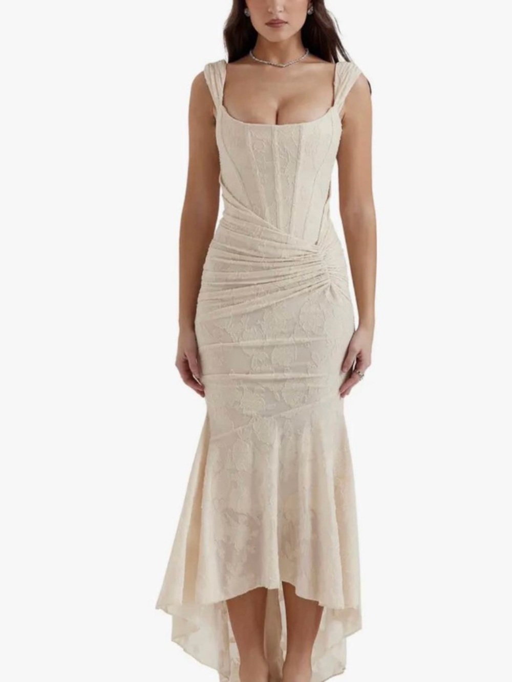 House of CB Cream Lace High-Low Mermaid Dress